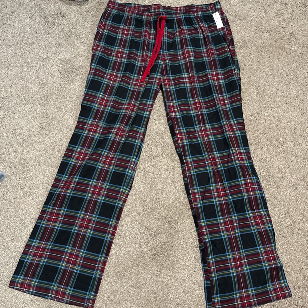 Plaid Lounge Pants with Red Drawstring - Picture 2 of 2